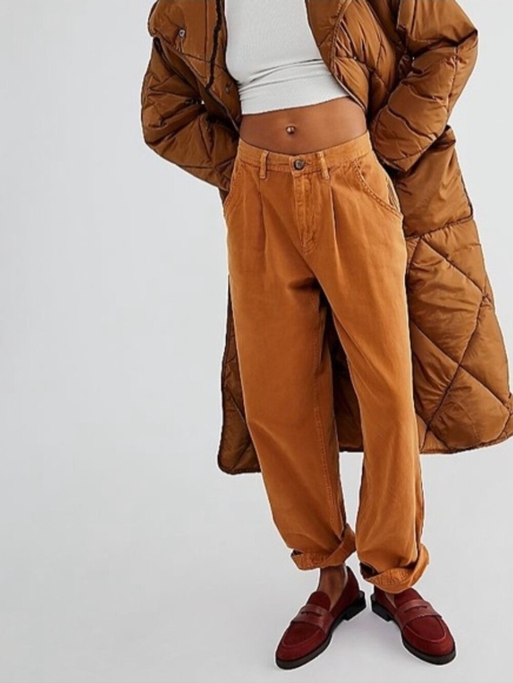 NWT Free People Cya Later Skate Trouser Pants Cedar Brown Size 12